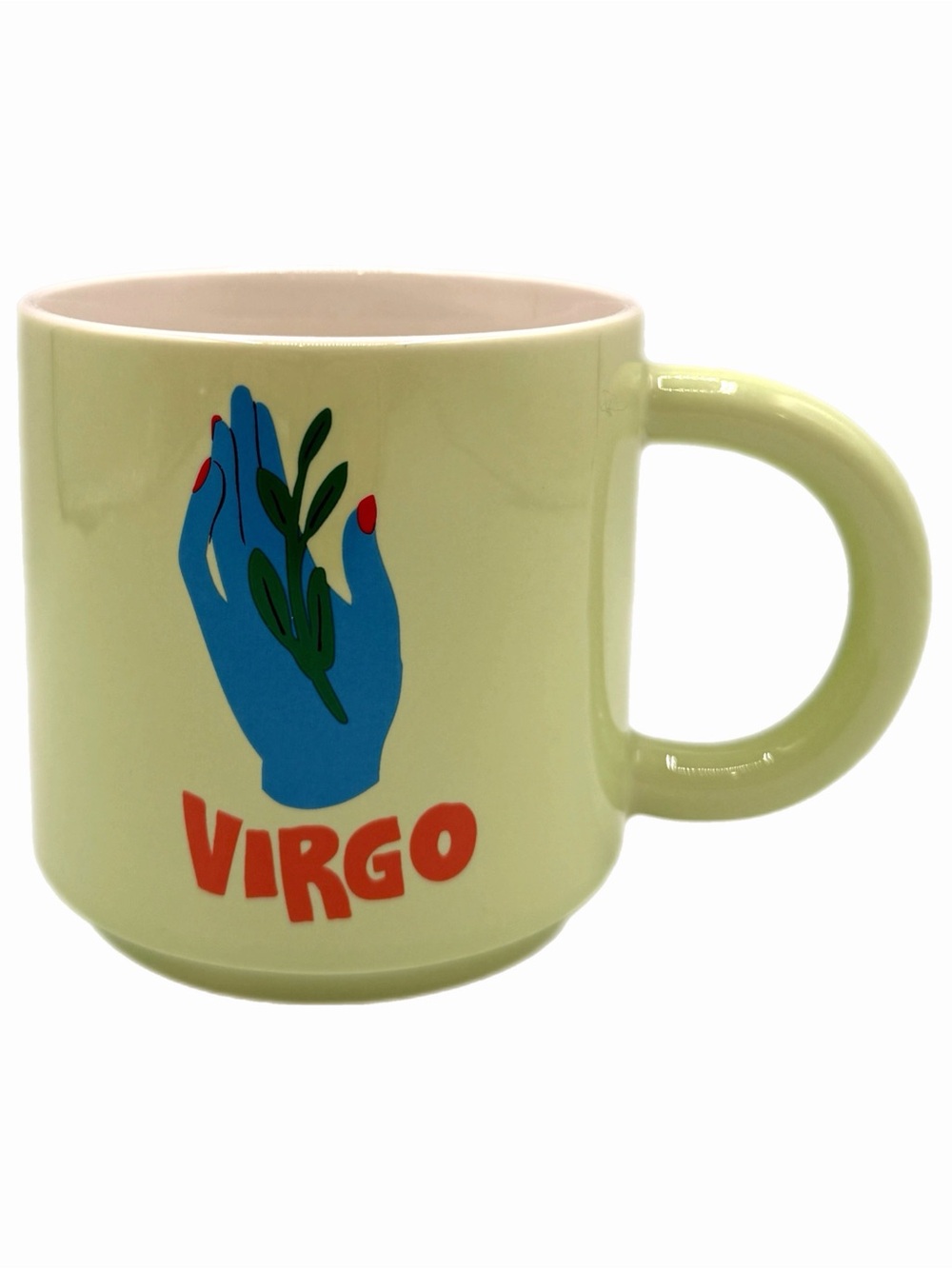 Room Essentials Lime Green Zodiac Virgo 15oz Coffee Mug – Blue Hand Illustration